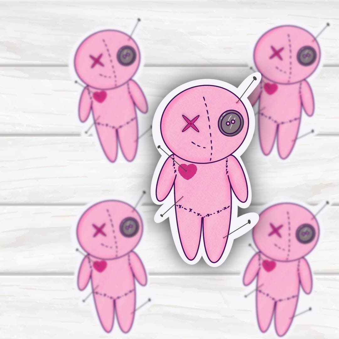 Pastel Pink Voodoo Doll | Funny Cheeky Durable Sticker | Multiple Sizes