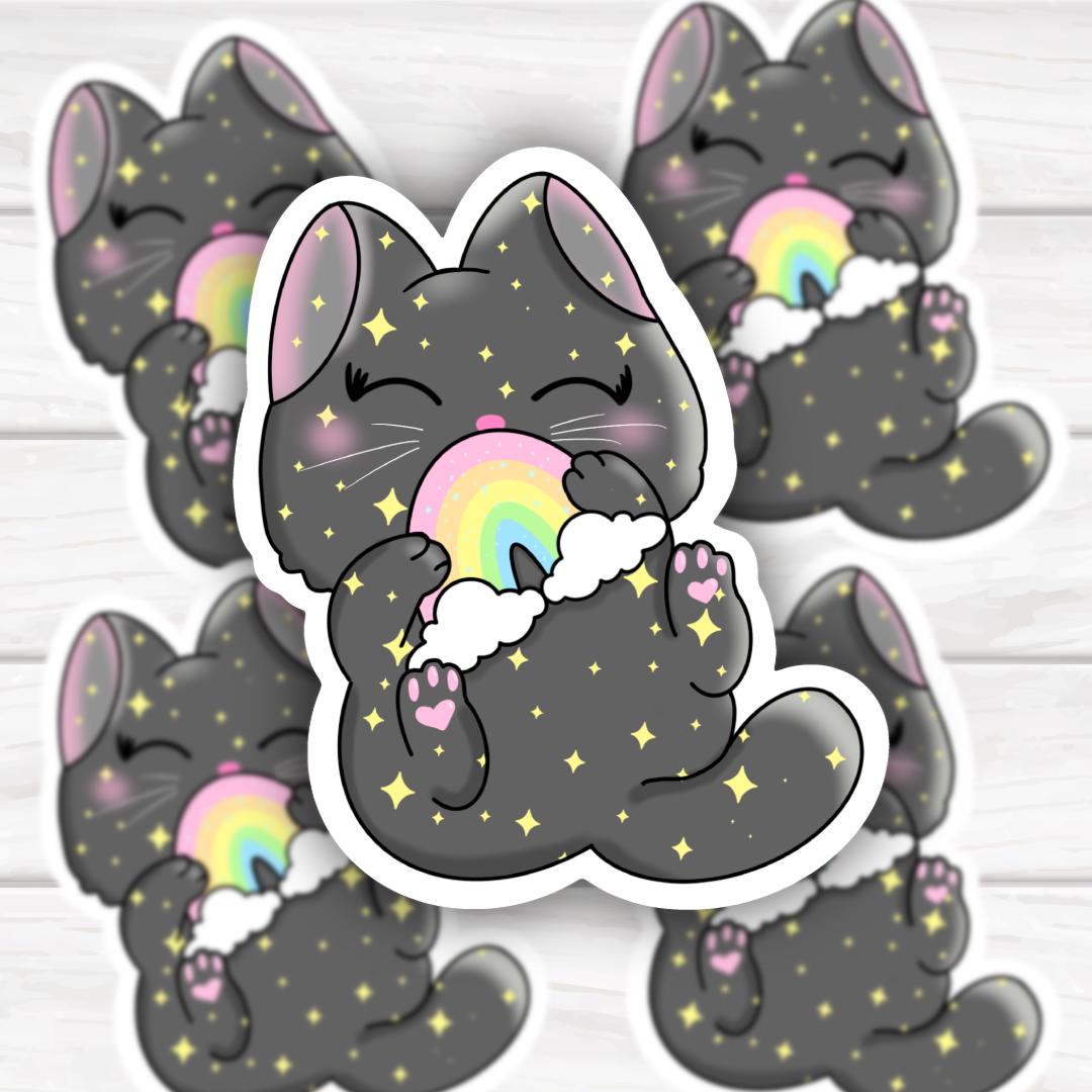 Kawaii Galaxy Cat | Funny Cheeky Durable Sticker | Multiple Sizes