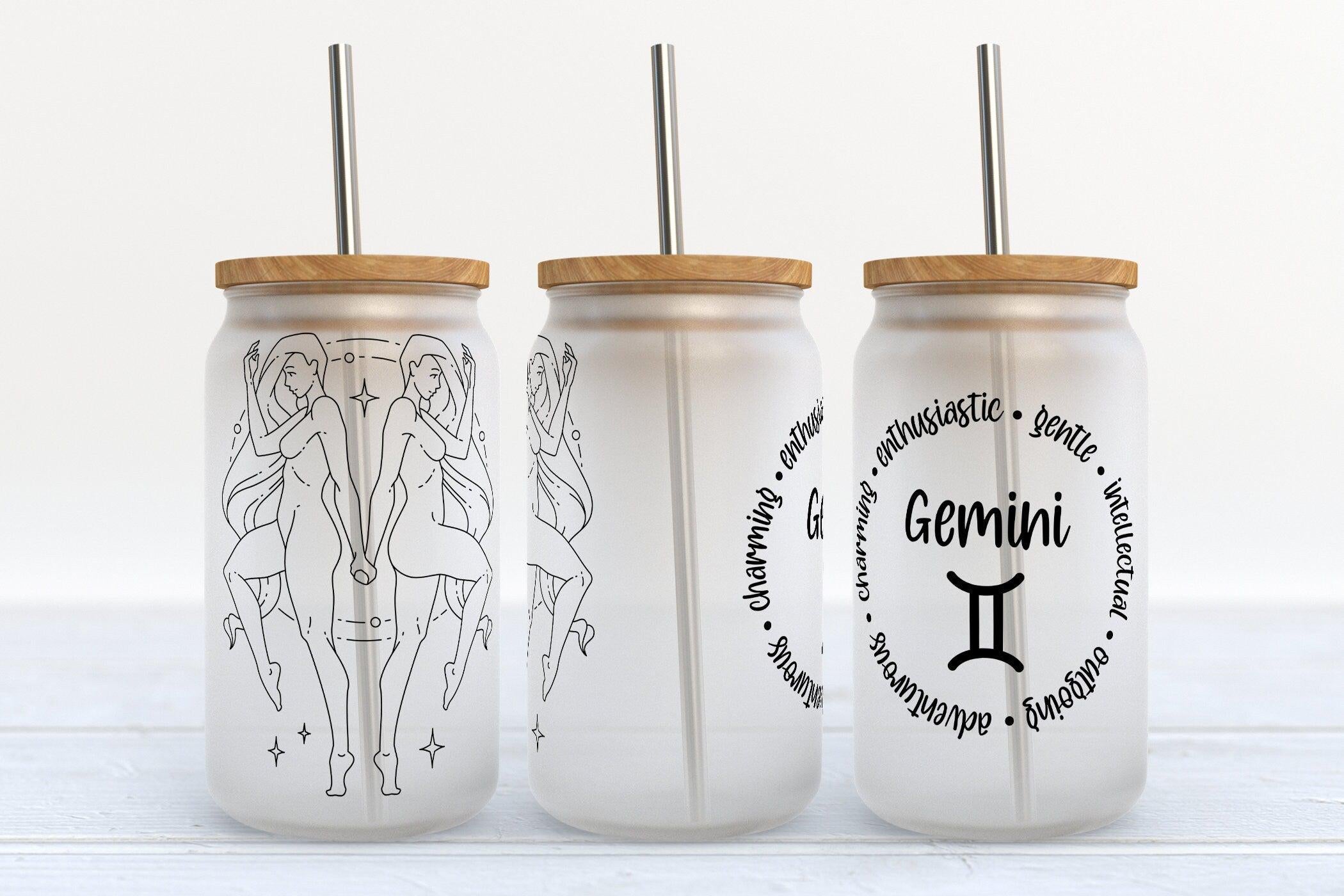 Gemini Zodiac Astrology Stars Libby Glass Beer Can Cup 16oz