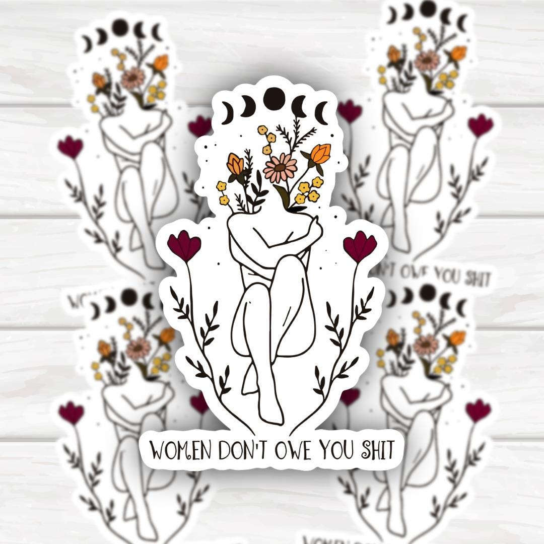 Floral Woman Sticker | Women's Rights, Feminist Decal, Glossy Vinyl (Multiple Sizes)