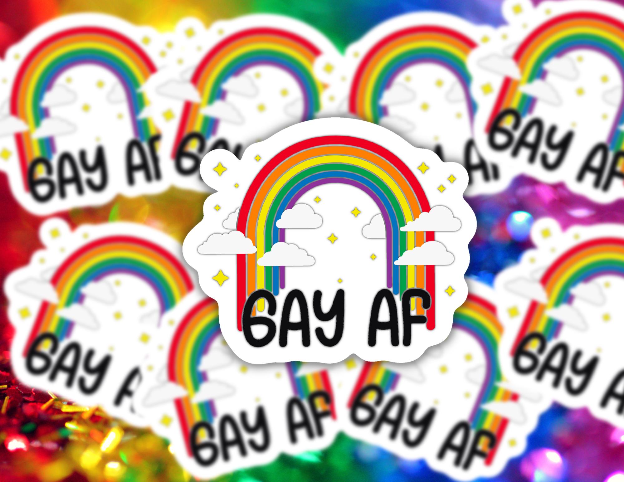 Gay AF Rainbow Sticker | Funny Cheeky Durable Sticker | Multiple Sizes