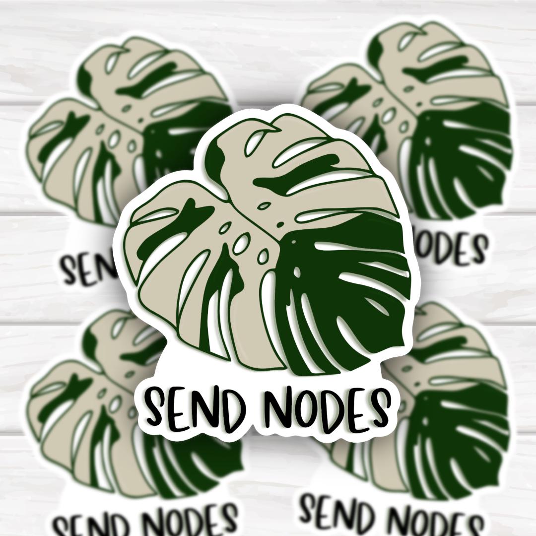 Variegated Monstera Send Nodes Plant Parent Humor | Funny Cheeky Durable Sticker | Multiple Sizes