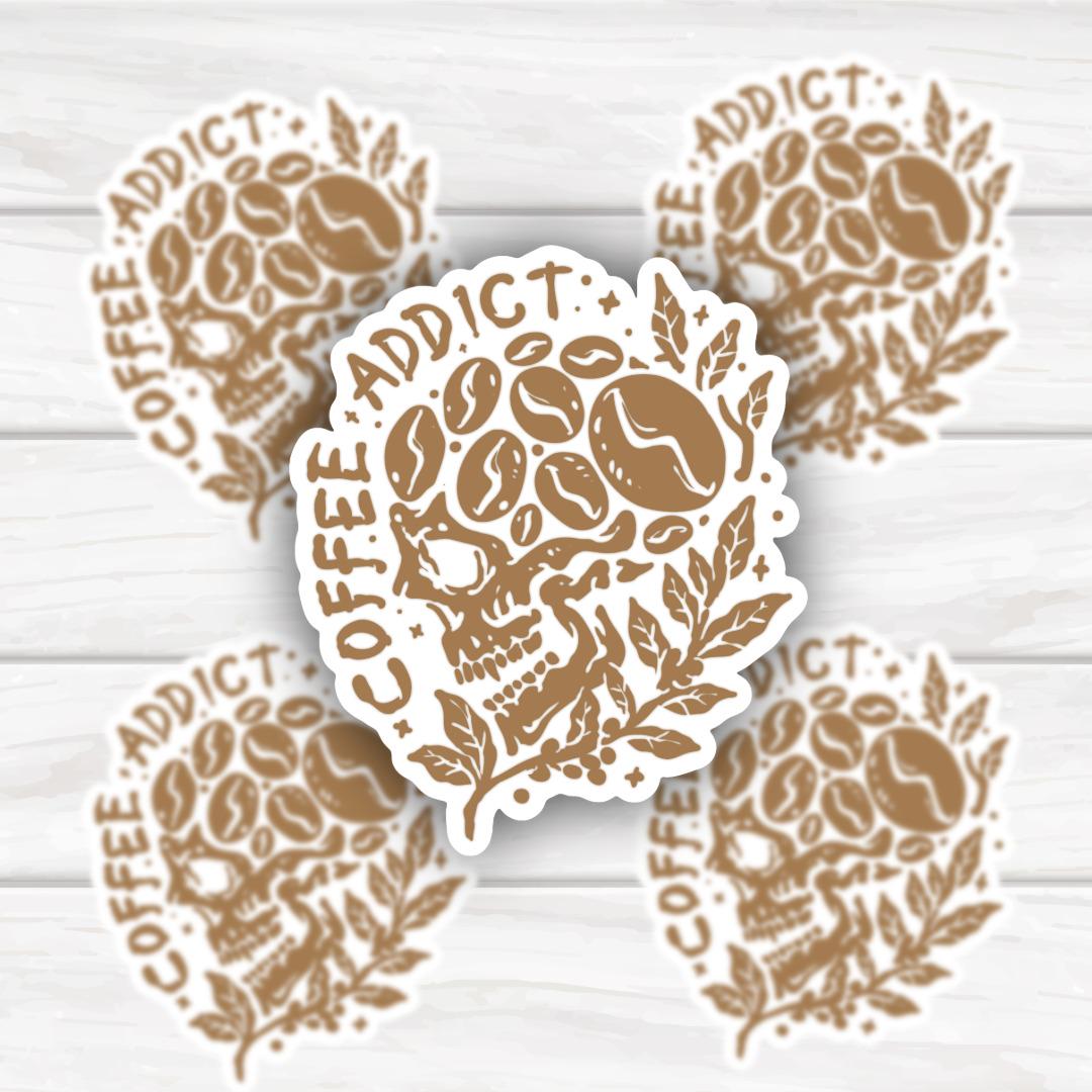 Coffee Addict Skull | Funny Cheeky Durable Sticker | Multiple Sizes