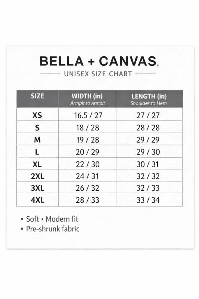 HoneySkunk t-shirt size chart displaying various measurements and fit options for different sizes.