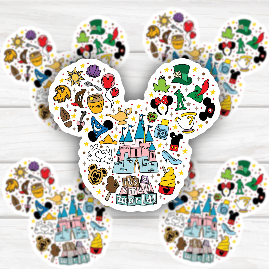 It's A Small World Icons Mickey shape sticker with bold finish and durable design