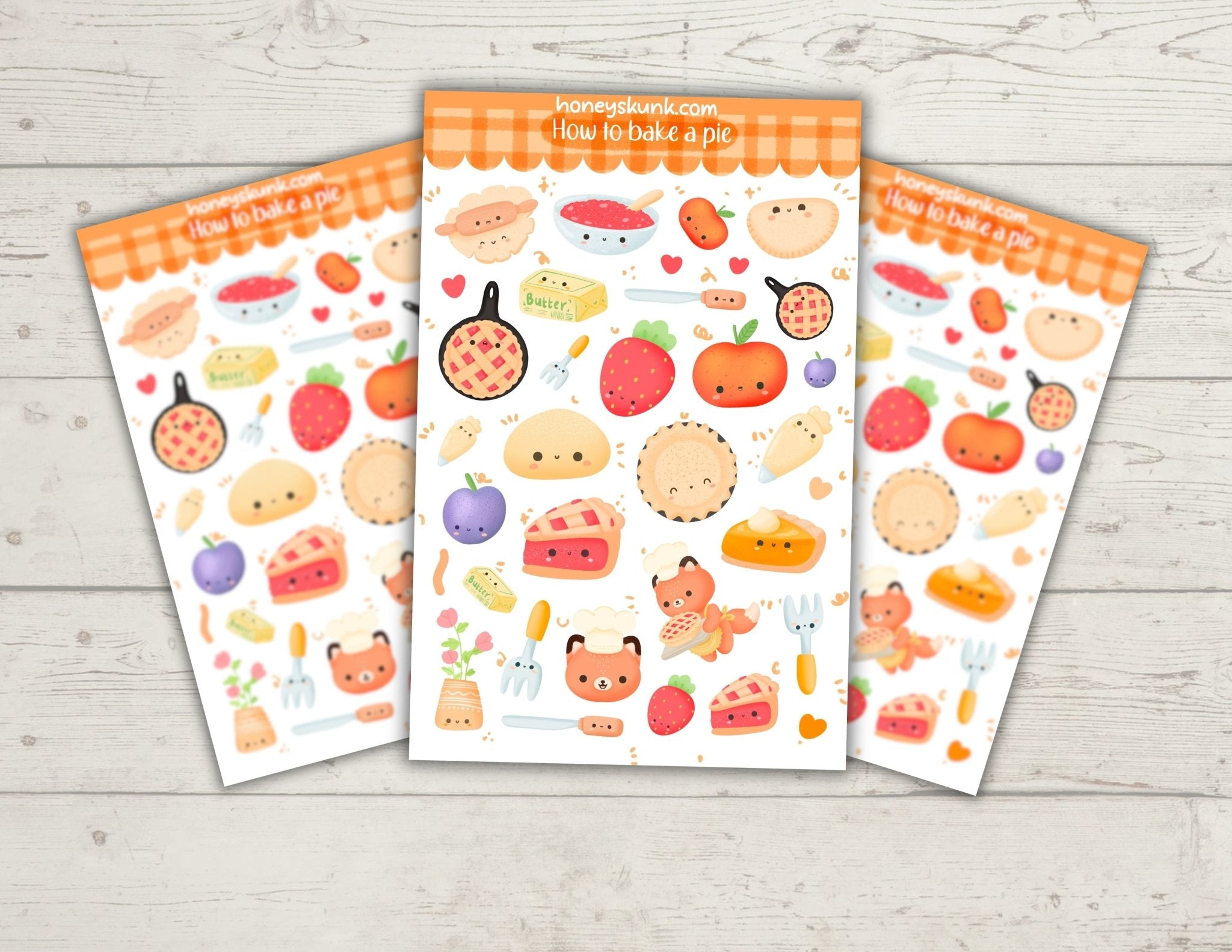 Kawaii Baking Pie Stickers, Cute Cottagecore Kitchen Food Aesthetic Decals for Kindle & Laptop - HoneySkunk
