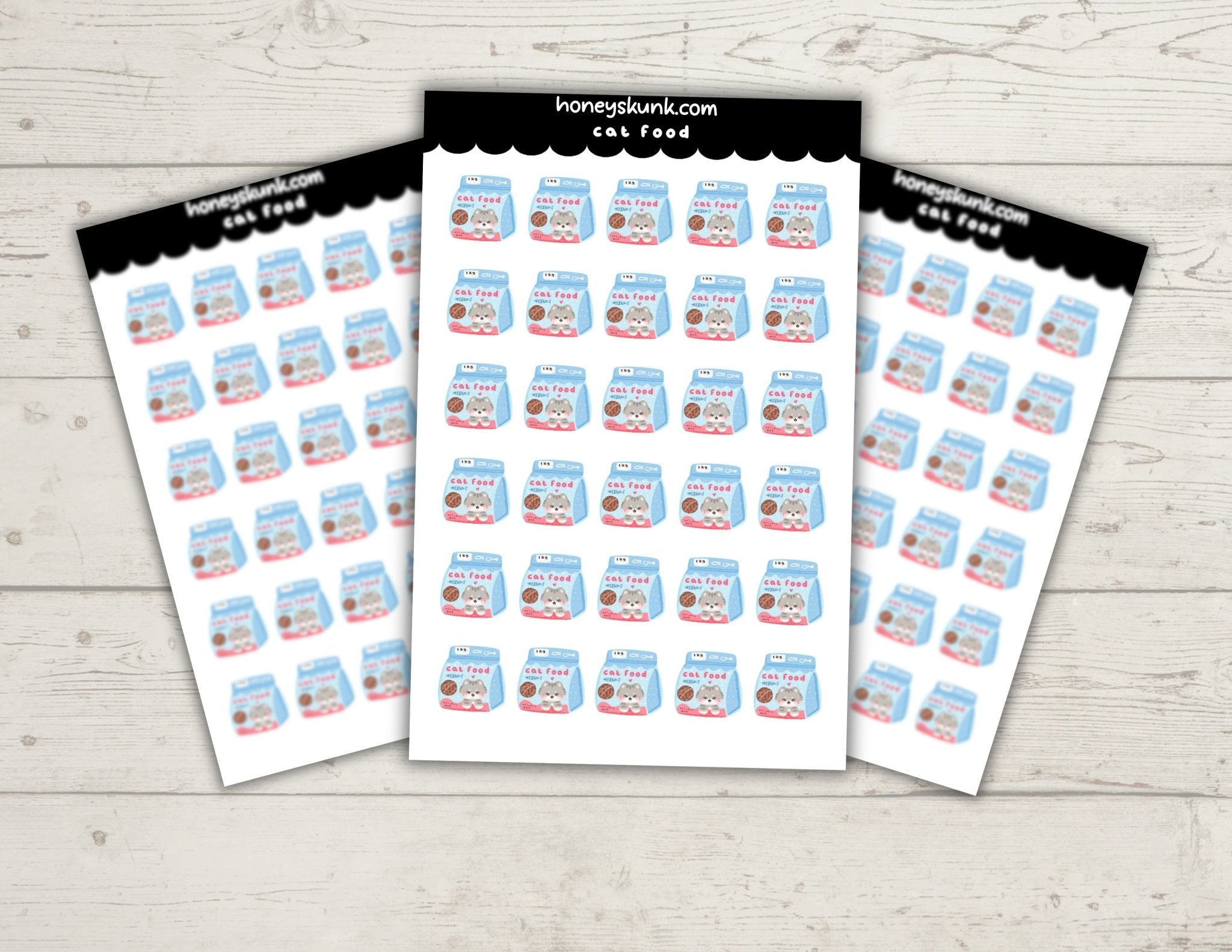 Kawaii Cat Food Bag Planner Stickers, Cute Pet Care Tracker Journal Icons - HoneySkunk