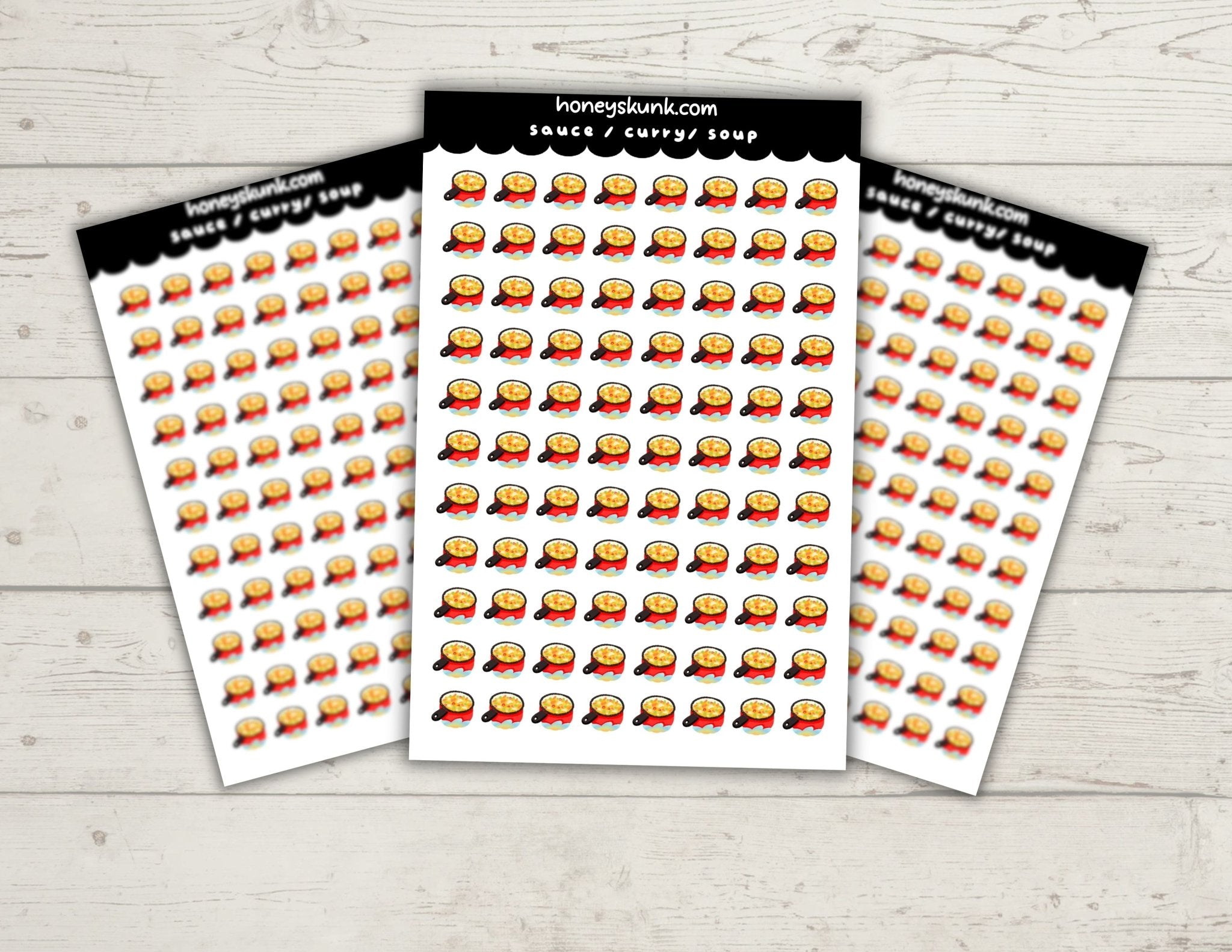 Kawaii Cooking Pot Planner Stickers, Cute Sauce Curry Soup Journal Icons Sheet - HoneySkunk