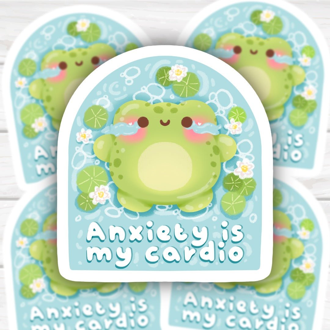 Kawaii Crying Frog Anxiety Is My Cardio Sticker - HoneySkunk