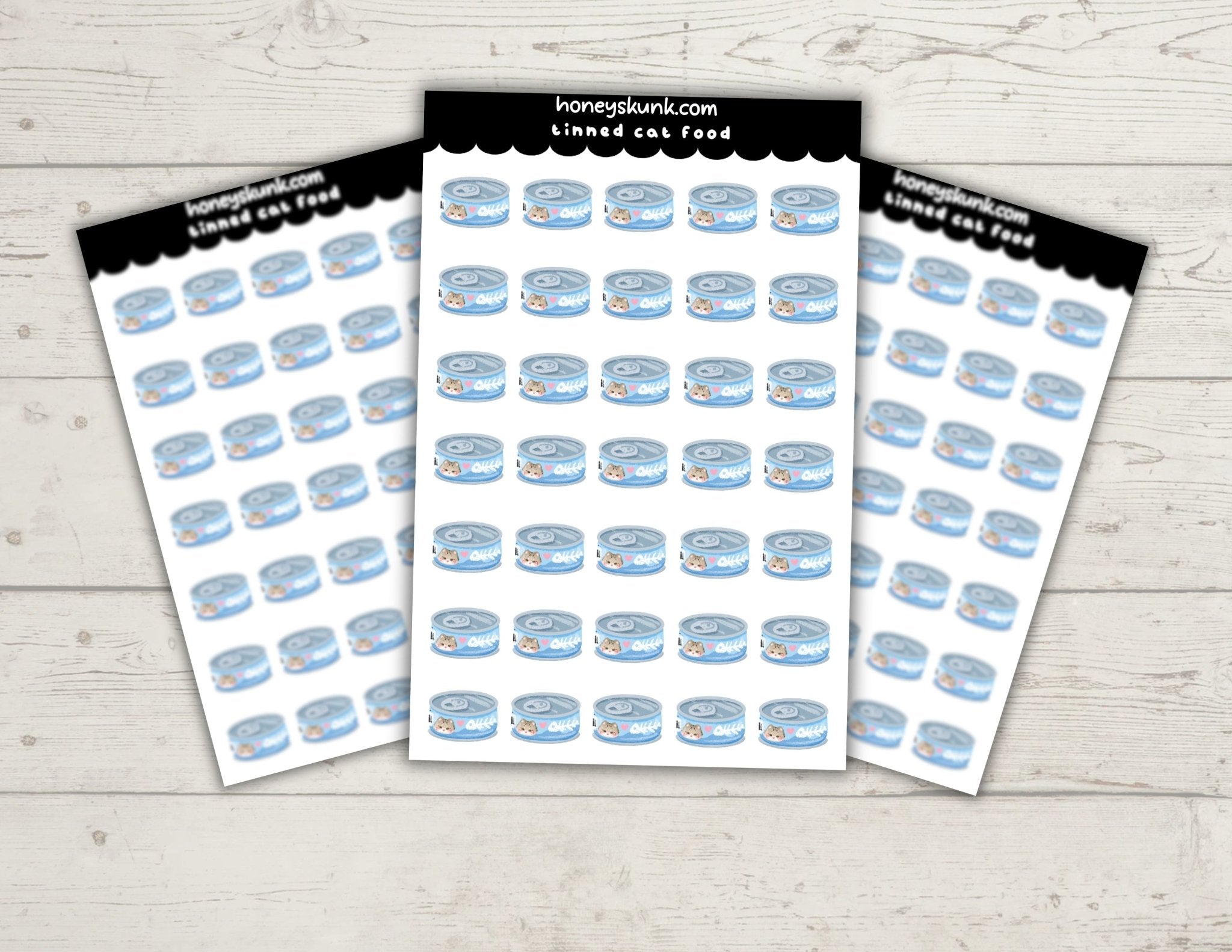 Kawaii Tinned Cat Food Planner Stickers, Cute Wet Food Pet Care Tracker Journal Icons - HoneySkunk