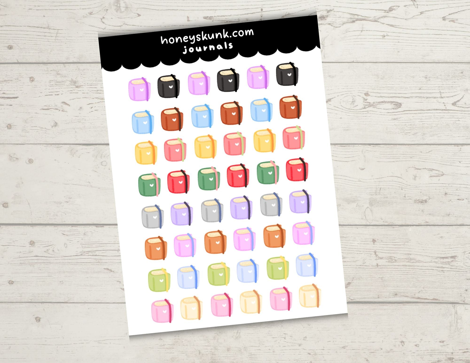 Mini Cute Journals Functional Sticker Sheet | 4x6 sheets for Bullet Journaling, Planners & Trackers - HoneySkunk