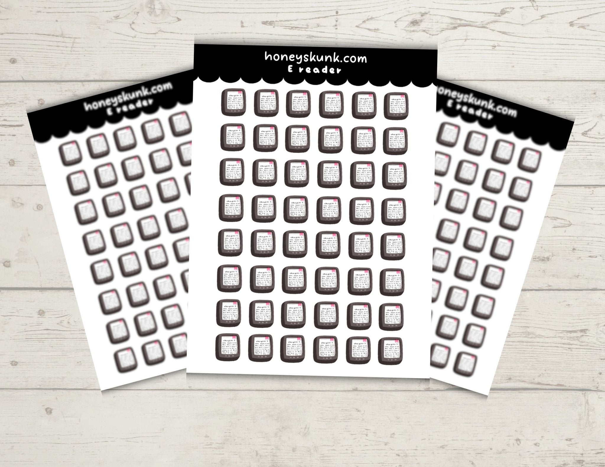Mini E-Reader Reading Tracker Stickers - Cute Ebook Functional Sticker Sheet - HoneySkunk