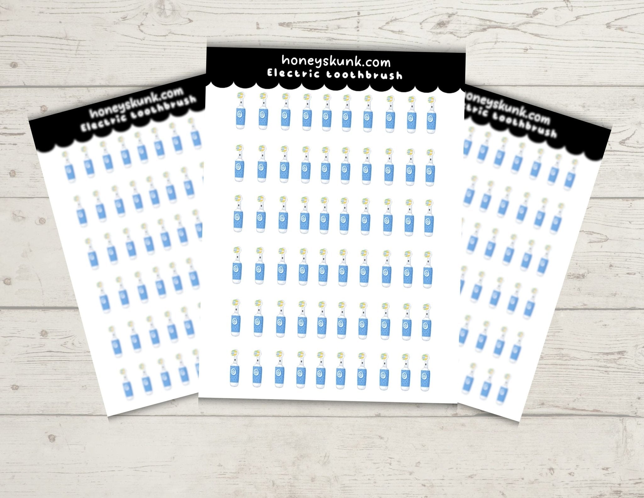 Mini Electric Toothbrush Hygiene Tracker Stickers - Cute Dental Care Functional Sticker Sheet - HoneySkunk