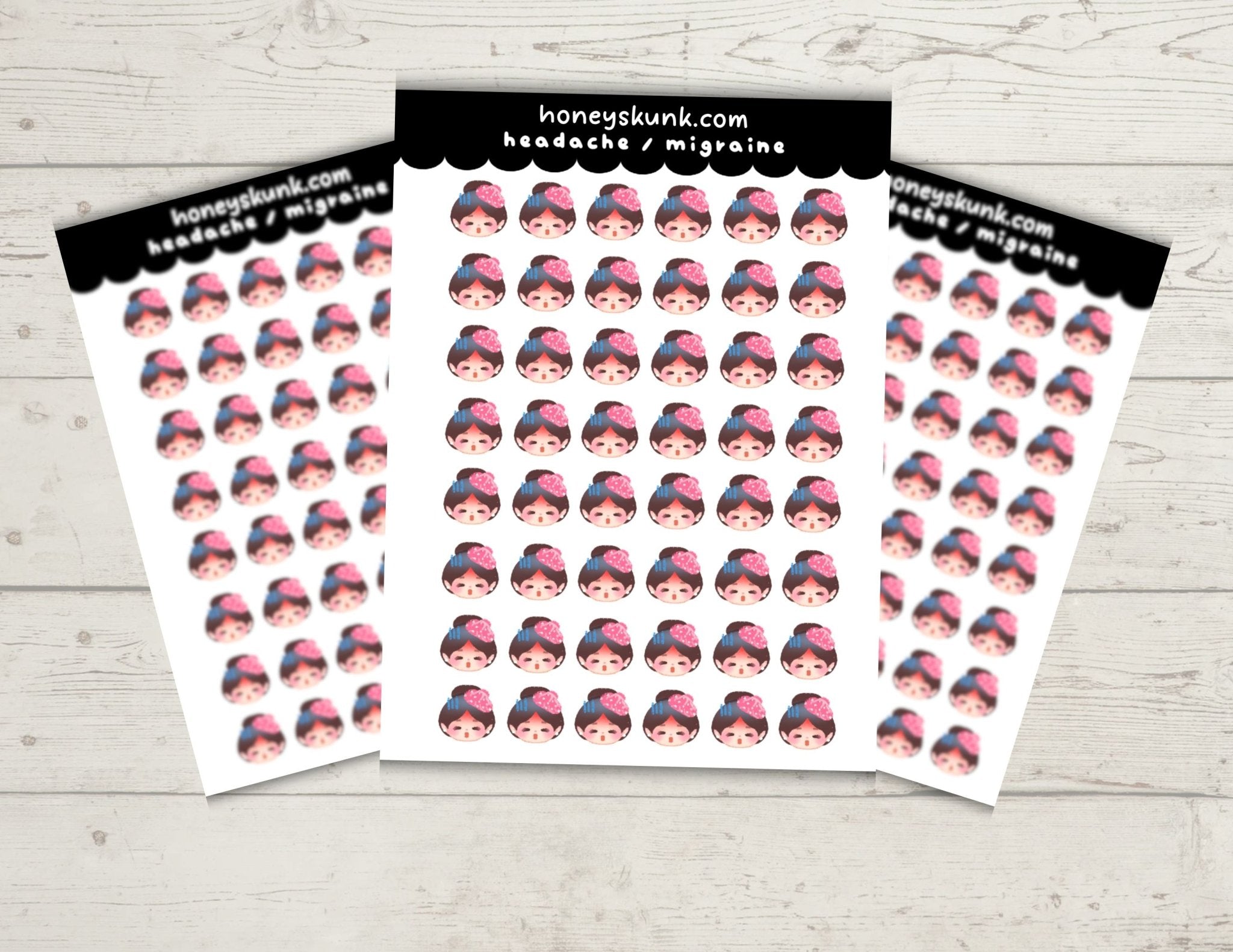 Mini Headache Migraine Tracker Functional Sticker Sheet | 4x6 Chronic Illness Health Icons for Bullet Journaling & Planners