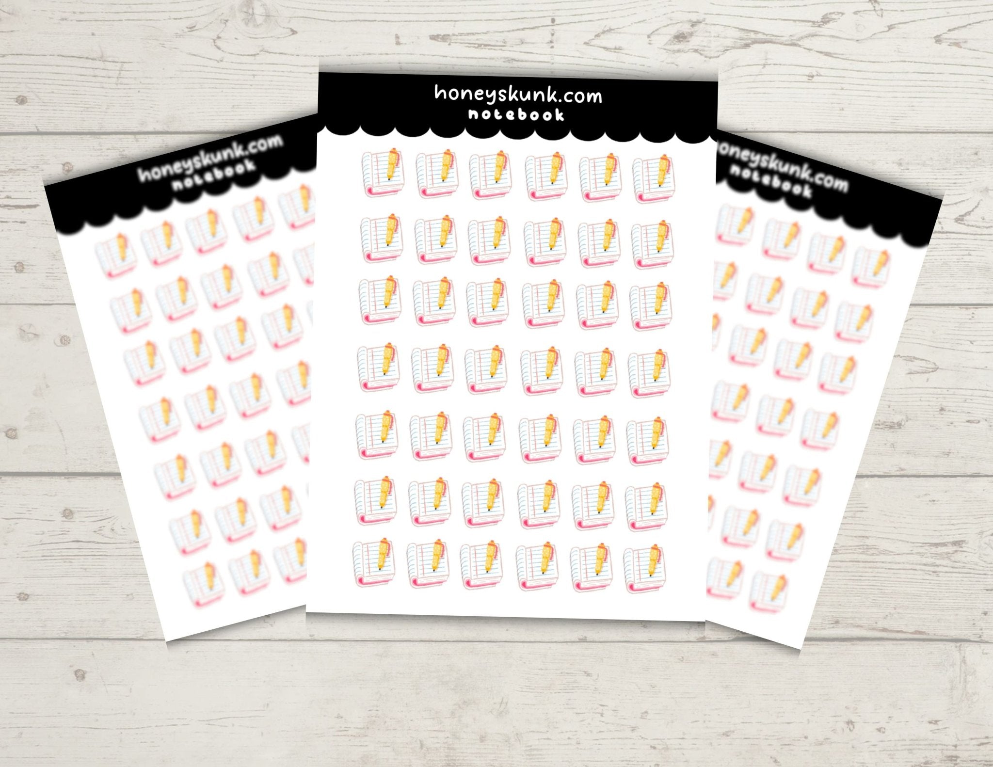 Mini Notebook Journal Tracker Stickers - Cute Stationery Functional Sticker Sheet - HoneySkunk