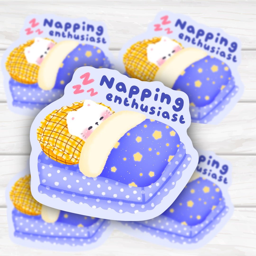 Napping Enthusiast Adorable Kawaii Cat Sleeping Sticker - HoneySkunk