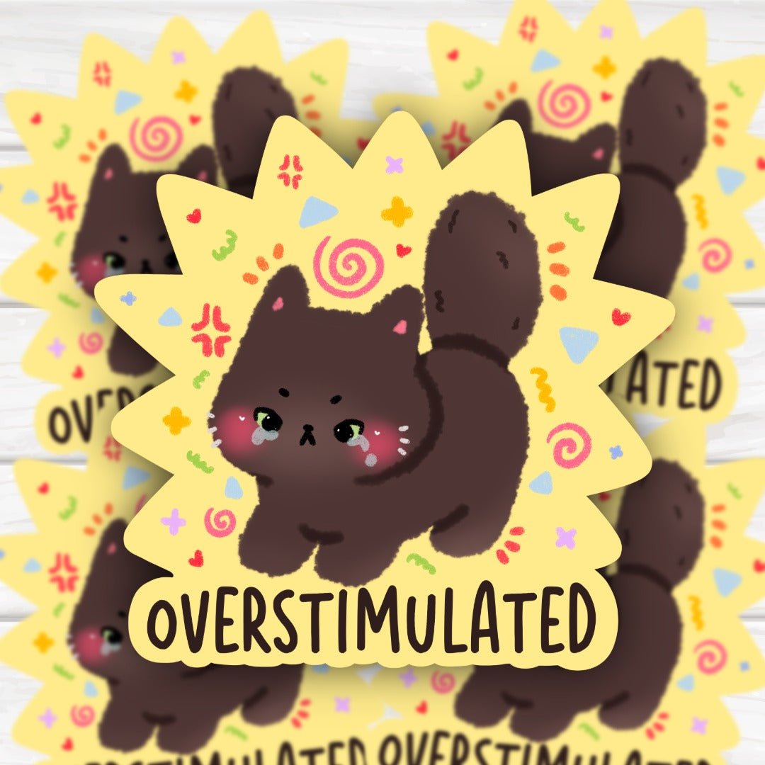 Overstimulated Adorable Kawaii Cat Sticker - HoneySkunk