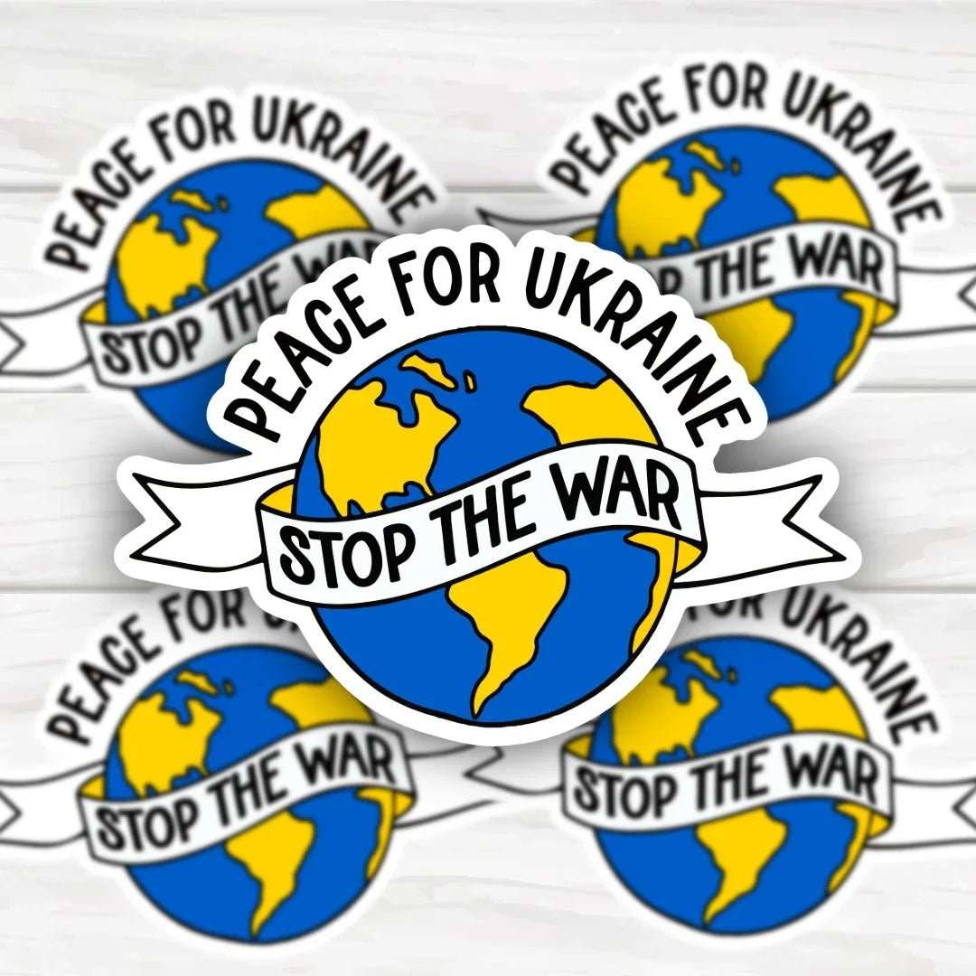 Peace For Ukraine Stop The War bold sticker with clean finish