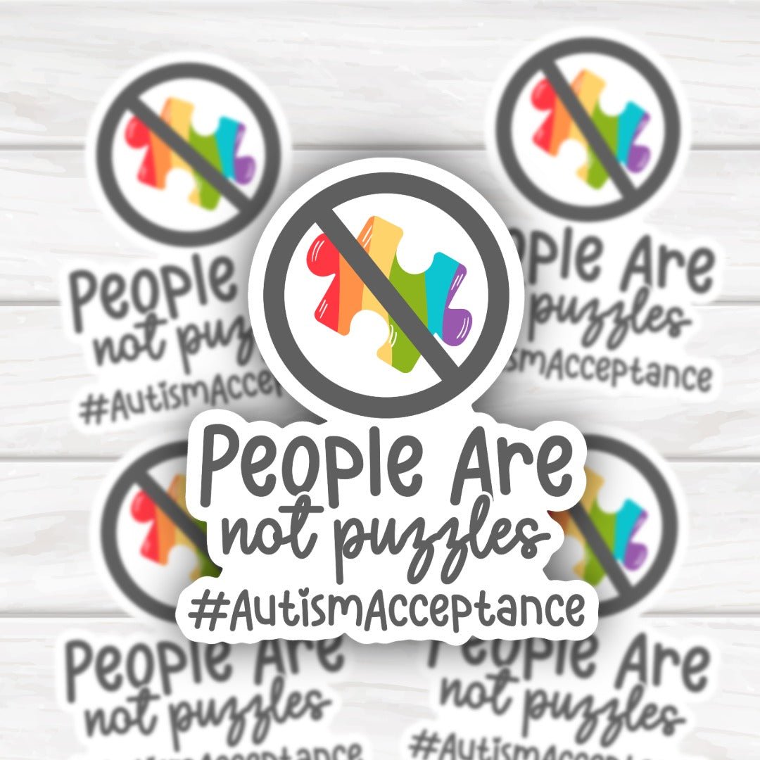 People Are Not Puzzles autism acceptance sticker with bold design and durable finish