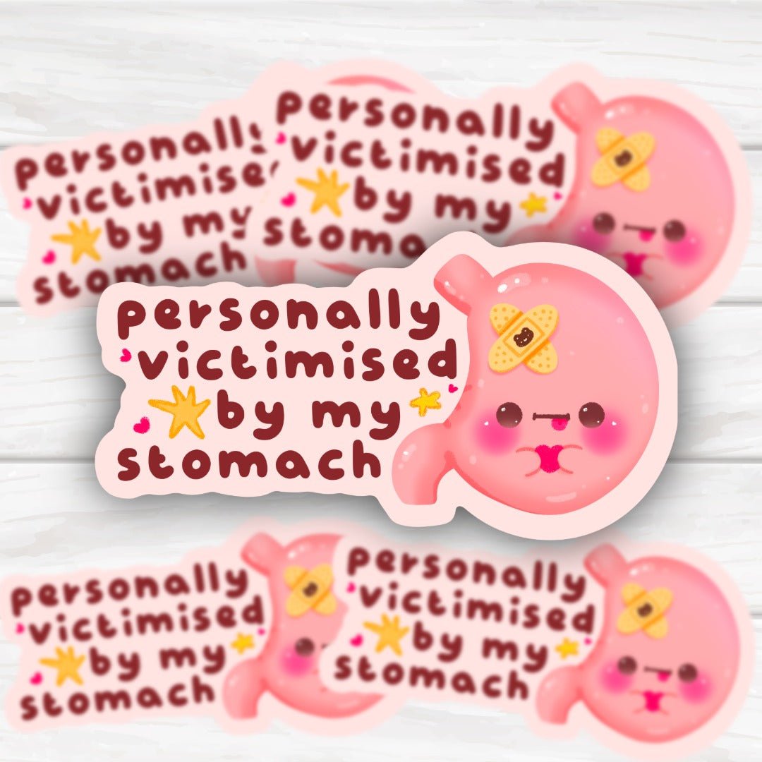 Personally Victimized By My Stomach Cute Kawaii Stomach Sticker - HoneySkunk