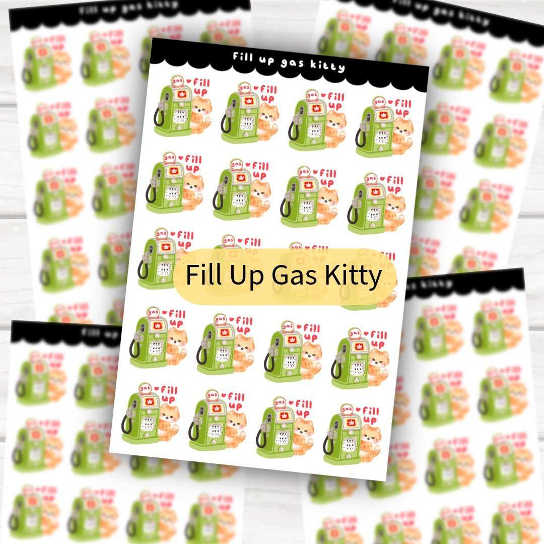 Pick Your Own Pack customizable sticker sheet bundle with exercise kitties, foodie and finance icons in glossy or holographic finish