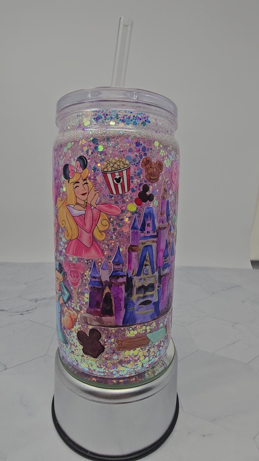 Gorgeous Princesses Wearing Mouse Headbands Inspired Design Park Day Outfit Acrylic 16 oz Tumbler