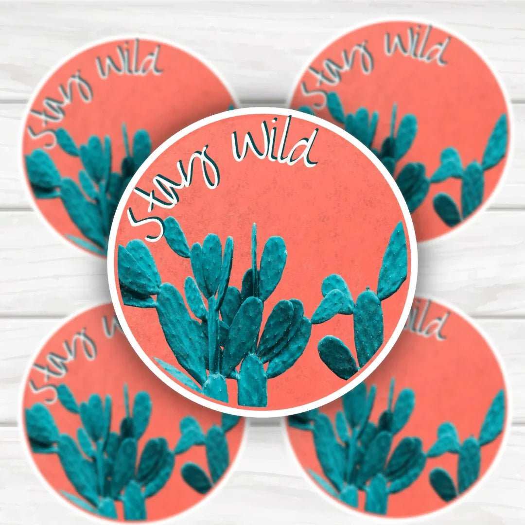Stay Wild Cactus Sticker with bold, durable design for customization