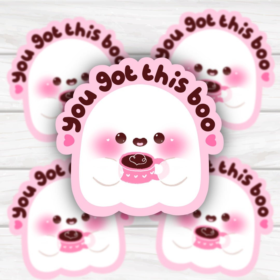 You Got This Boo Adorable Positive Ghost Mental Health Sticker - HoneySkunk