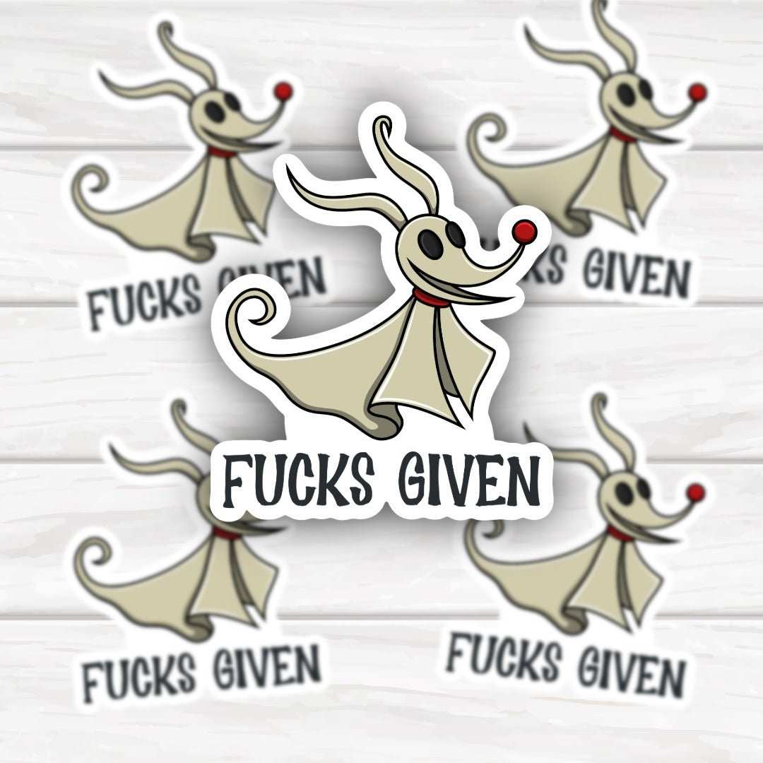 Zero Fucks Given Nightmare Before Christmas inspired Zero dog sticker with bold clean finish